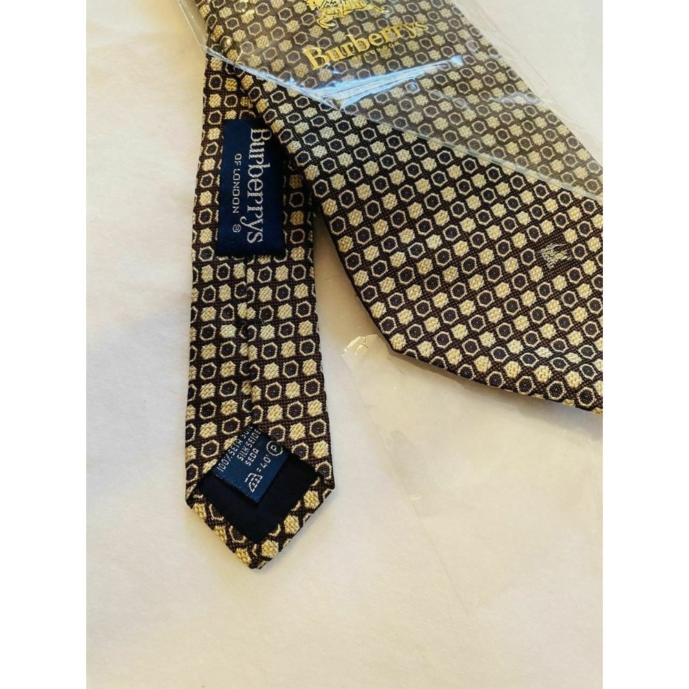 Burberrys Brown & Gold Dot Tie - Picture 6 of 7